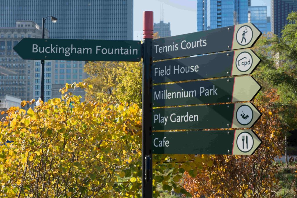 park directions sign